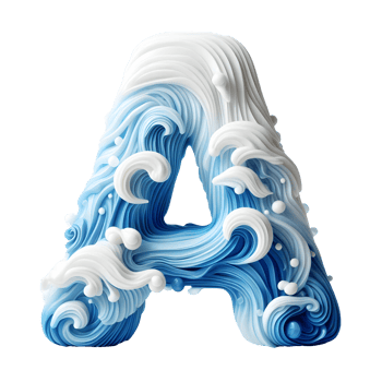 A letter made out of waves and foam png