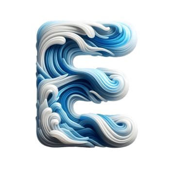 The letter e is made of blue and white foam png