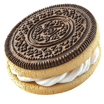 Chocolate sandwich cookie with a creamy filling looks png