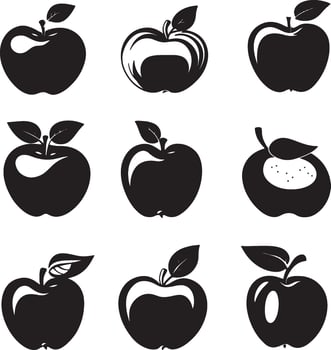 black apple icons set on white background vector