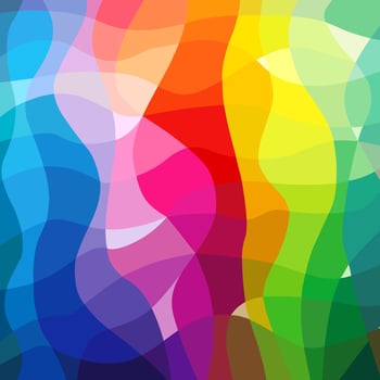 Bright colorful background with facet sections. Geometric abstract pattern with waving lines and multicolored elements. Blue, violet, purple, red, pinl, yellow and green colors. Rainbow design. vector