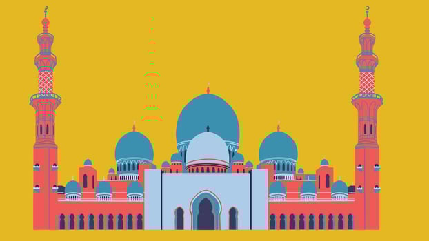 mosque Islamic architecture line art stock photos illustration vector