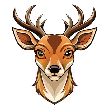 a deer head with horns and big eyes vector