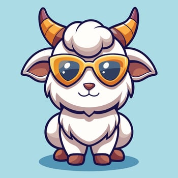 cartoon goat wearing sunglasses and a hat vector
