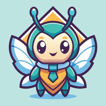 a cartoon bee with a yellow and green suit vector