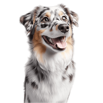 Happy and energetic Australian Shepherd dog with a fluffy coat png