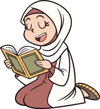 cheerful Ramdhan female Muslim cartoon character vector