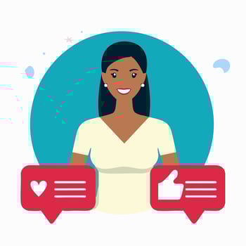 Influencer Icon with Like and Comment vector