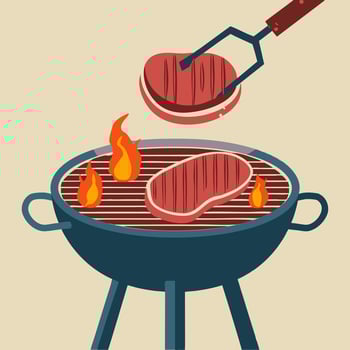 Meat Grilled with Fire vector