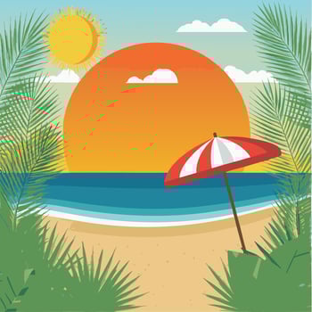 Sunset at Beach Cartoon vector
