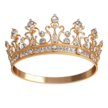 Beautiful golden crown decorated with sparkling gemstones png