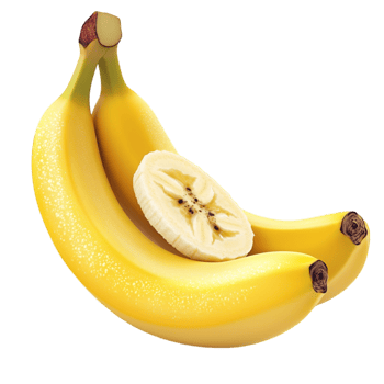 Ripe yellow bananas with one banana partially peeled and sliced png