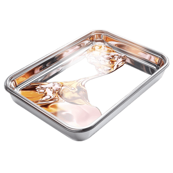 Shiny silver tray with melted gold forming a beautiful pattern png