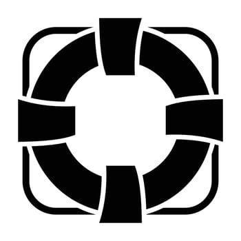 A black and white icon of a life preserver vector