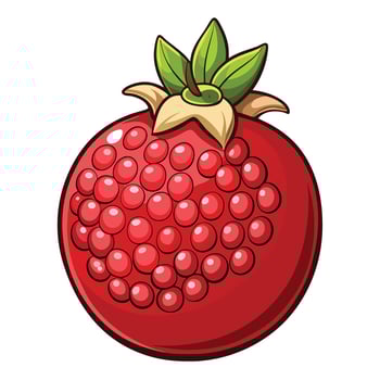 a red pomegranate with green leaves and berries vector