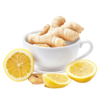 Ginger Lemon Tea White Background on transparent background. png