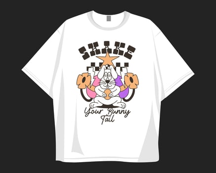 Shake your bunny tail, Easter t shirt design. Groove cartoon easter bunny graphic t shirt. vector