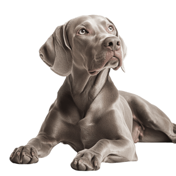 Elegant Gray Weimaraner Canine on transparent background. png