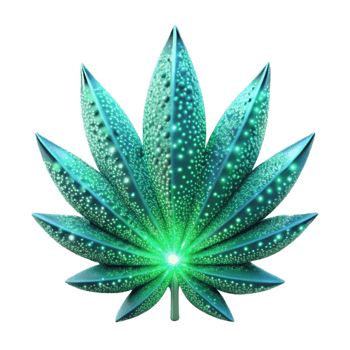 elegant classic Glowing Cannabis Leaf Digital Art detailed png