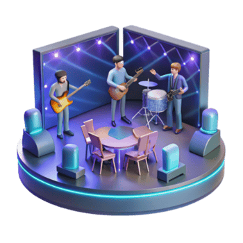 elegant artistic Live Music Performance Band on Stage with Instruments high resolution png