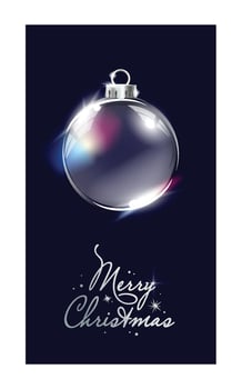 Simple Xmas story or reel design with typography and shiny round simple crystal ball. Trendy shiny illustration for social media stories. Elegant portrait design for Christmas posts. vector