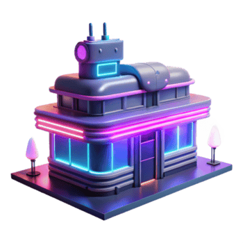 impressive classic Retro Futuristic Diner Neon Lights 3D Render exclusive png
