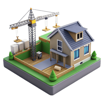 serene modern New Home Construction Crane, House, Building Process professional png