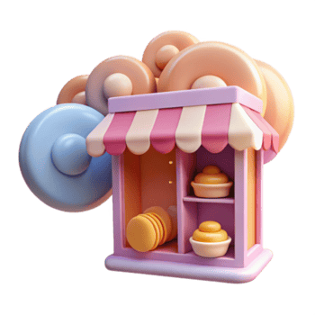 dramatic rustic Whimsical Bakery Shop 3D Render of Sweet Treats authentic png