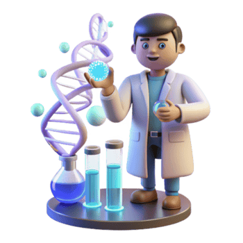 vibrant traditional Scientist Exploring DNA and Genetic Research exclusive png