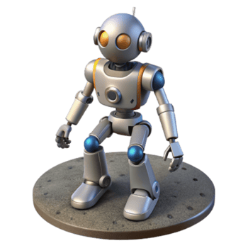 beautiful traditional 3D Model Retro Robot in a Crouching Pose high quality png
