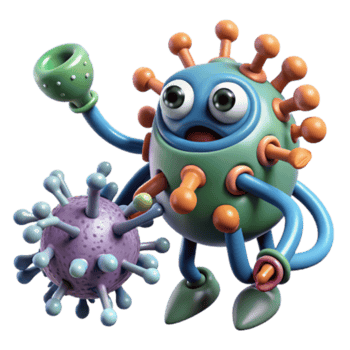 dramatic abstract Cartoon Virus 3D Model of Infectious Agent high resolution png