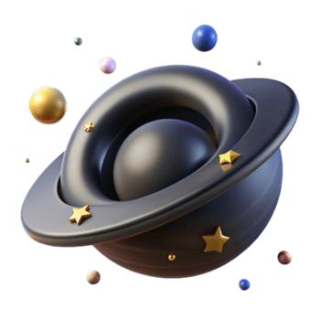 beautiful creative Cosmic Sphere 3D Render of Planetary System premium png