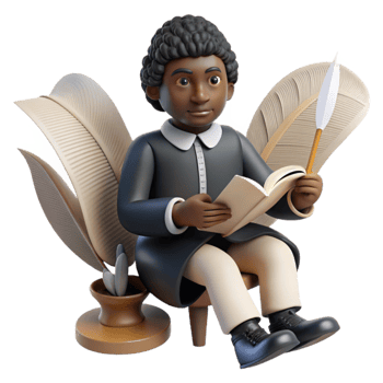 impressive artistic Young Scholar Reading Book with Quill genuine png