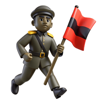 impressive artistic 3D Render Running Soldier with Flag detailed png