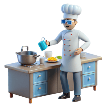 vibrant creative Chef Cooking Food in Kitchen high resolution png