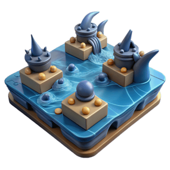 vibrant minimalist Aquatic Strategy Puzzle Island Navigation Game high quality png