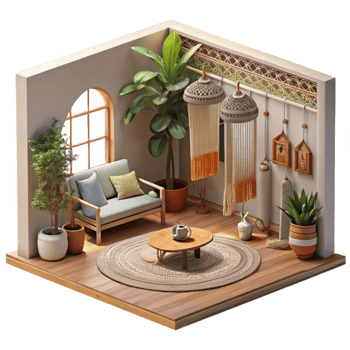 dramatic minimalist Cozy Minimalist Living Room Design Boho Chic Decor original png