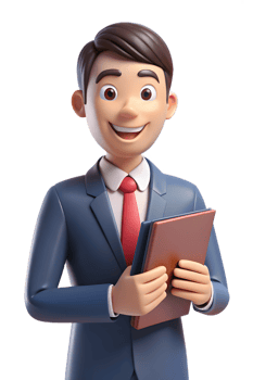 3d man in suit holding a book png