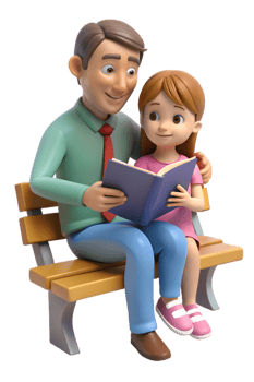A man and a little girl sitting on a bench png