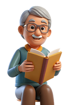 An old man is reading a book png