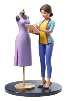 A woman is standing next to a mannequin with a clipboard png