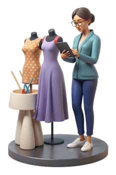 A woman is standing next to a dress form png