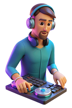A man with headphones on playing music png
