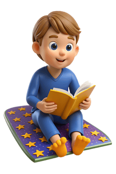 A boy is sitting on a bed reading a book png