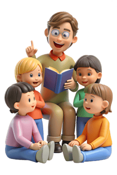 A teacher reading to children png