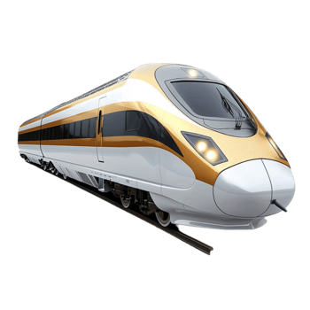 High speed bullet train with a sleek aerodynamic design and tinted windows png