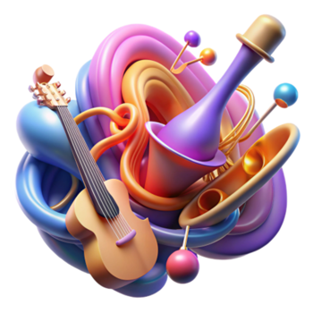 impressive creative Abstract Musical Instruments Swirling Colors authentic png