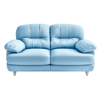 Cozy blue sofa with cushions and a design png