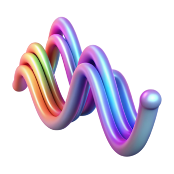 serene modern Abstract Rainbow Wave 3D Render of Colorful Intertwined Curves high resolution png