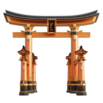 Traditional Japanese torii gate with wooden pillars and elements png
